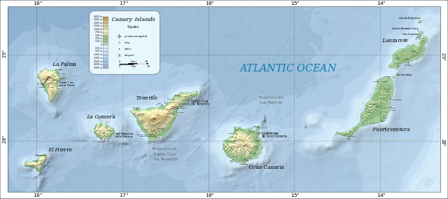 Kanarieöarna Topografisk